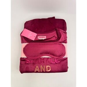Kate Spade New York Sparkle and Shine Burgundy Plush Jogger Pajama Set‎ SZ S NWT
